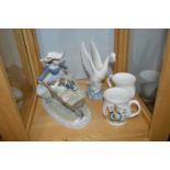 Lladro Figure of a Girl in a Barrow, Plus Goose, a