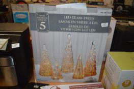 *Set of Five LED Glass Trees