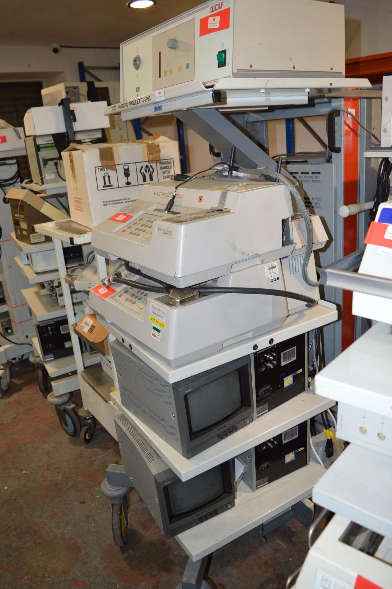 *Olympus Imaging Trolley and Contents Including Various Monitors, DT6II Chemistry System, etc. - Image 2 of 2