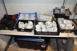 *Mixed Lot Including Various White Mugs, Teapots, Condiment Holders, etc.