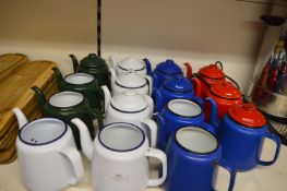 *Fifteen Assorted Enamel Teapots (some missing lids)