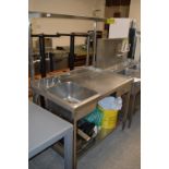 Stainless Steel Sink Unit with Shelves and Drawer 120x75cm