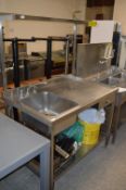 Stainless Steel Sink Unit with Shelves and Drawer 120x75cm