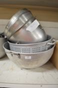 Mixing Bowl and Two Aluminium Colanders