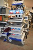 *Metal Trolley and Contents Including Alaris Single Channel Pumps, Sony DVD Recorders, etc.