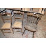 Three Wooden Chairs (two require restoration)