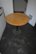 *Circular Oak Topped Table on Cast Iron Pedestal Base