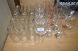 Mixed Lot of Glass Bottles, Truly Beer Glasses, Wine Glasses, etc.