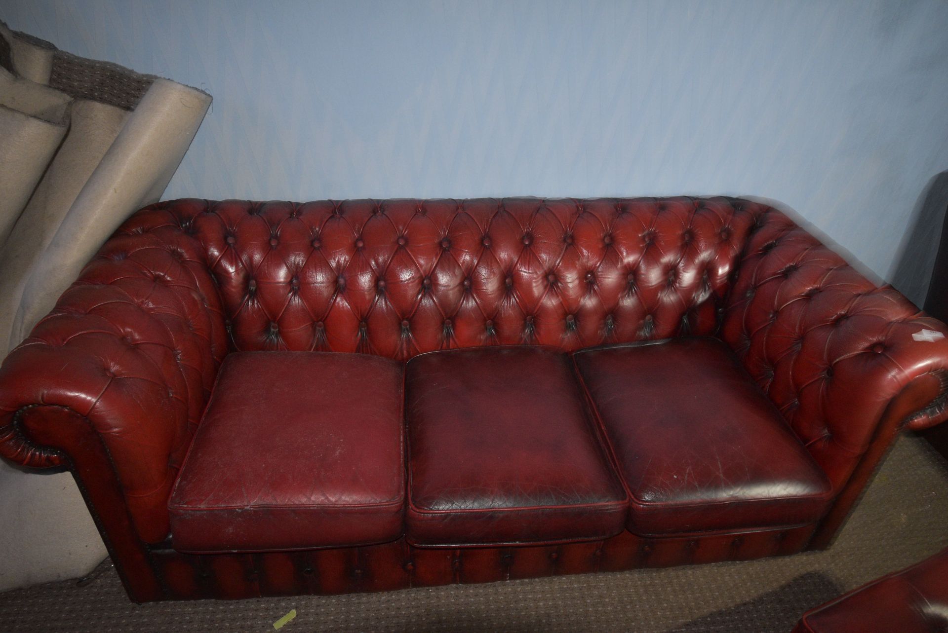 *Oxblood Chesterfield Three Seat Sofa