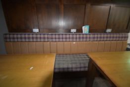 *Bench Seating with Tartan Upholstery and Faux Leather Back 340cm