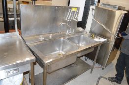 Stainless Steel Double Sink with Pre-Rinse 150x80cm