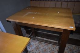 *Oak Topped Poser Table on Darkwood Frame 100x90cm