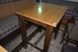 *Oak Topped Poser Table on Darkwood Frame 100x90cm