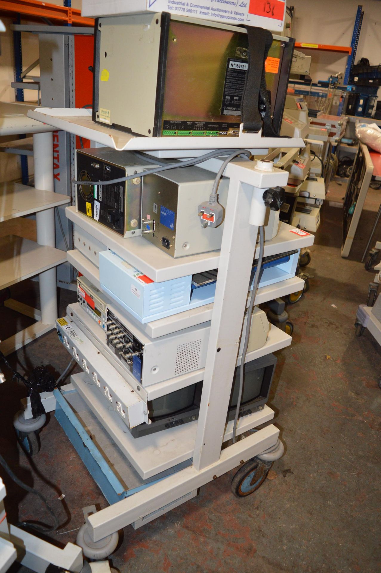 *Metal Trolley and Contents Including Monitors, Sampling Projector, etc. - Image 2 of 2