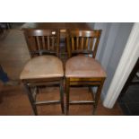 *Pair of Hardwood Barstools with Faux Leather Seat Pads