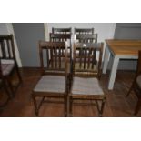 *Six Hardwood Dining Chairs with Upholstered Seats