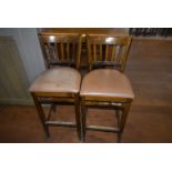 *Pair of Hardwood Barstools with Faux Leather Seat Pads