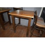 *Darkwood Framed Poser Table with Oak Top 90x91cm