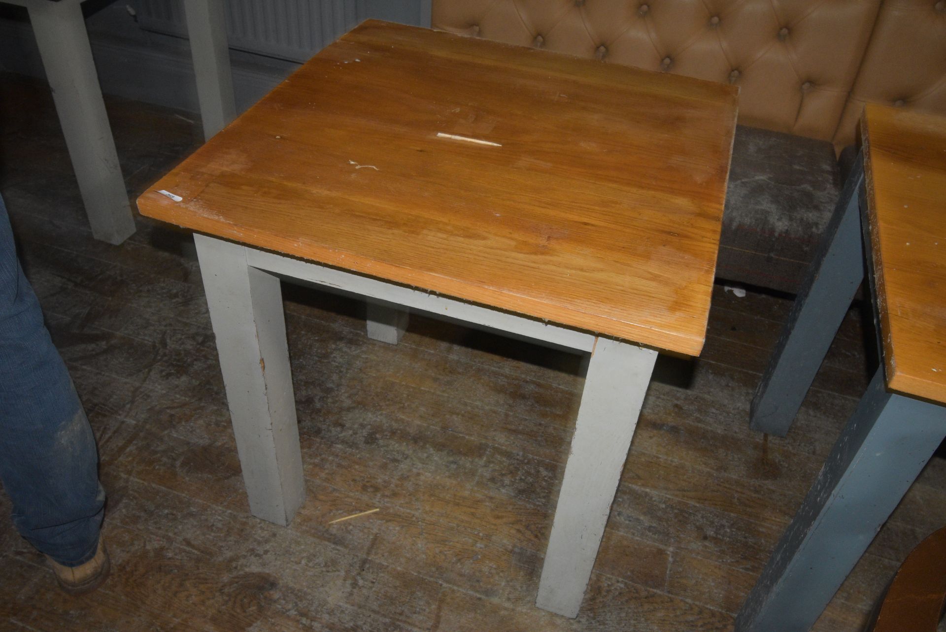 *Square Oak Topped Dining Table on Painted Base 76x76cm