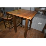 *Darkwood Framed Poser Table with Oak Top 90x91cm