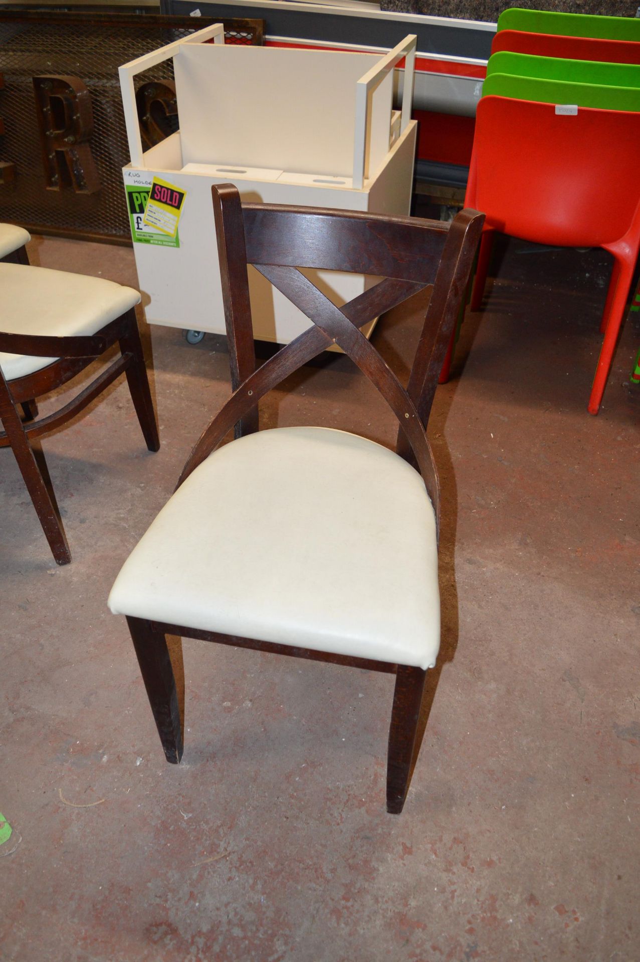 *Five Brown Chairs with Off-white Seats Plus One with Faults - Image 2 of 3