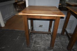 *Oak Topped Poser Table with Darkwood Base 90x91cm