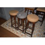 *Three Hardwood Framed Barstools with Upholstered Seats