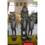 Three Ethnic Carved Figures