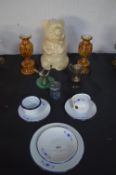 Pottery, Glassware, Enamel Tea Set, Cookie Jar, et