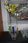 Glass Vases and Artificial Flowers etc.