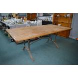 *Pine Topped Metal Framed Table 190x100cm