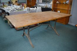 *Pine Topped Metal Framed Table 190x100cm