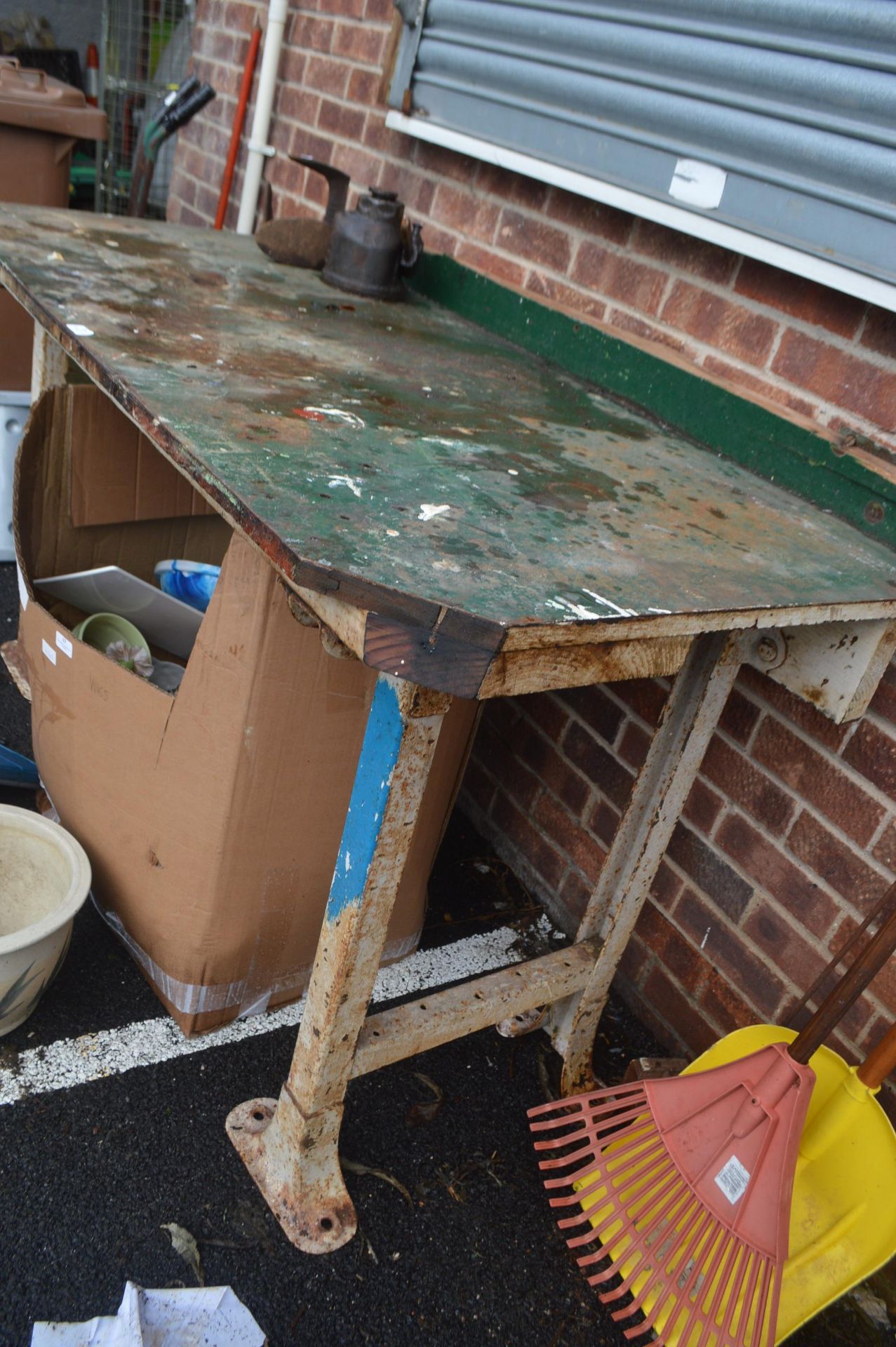 Vintage Workbench with Metal Frame - Image 2 of 2