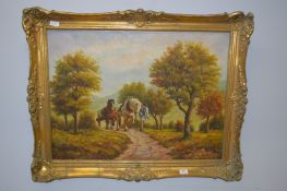 Oil on Canvas Country Farming Scene