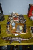 Tray Lot of Metal Collectibles Including Lighters,