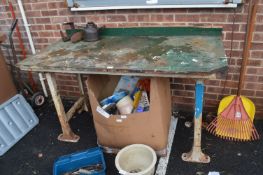 Vintage Workbench with Metal Frame