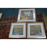 Three Framed Continental Landscape Prints