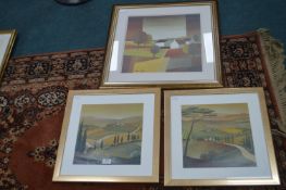 Three Framed Continental Landscape Prints