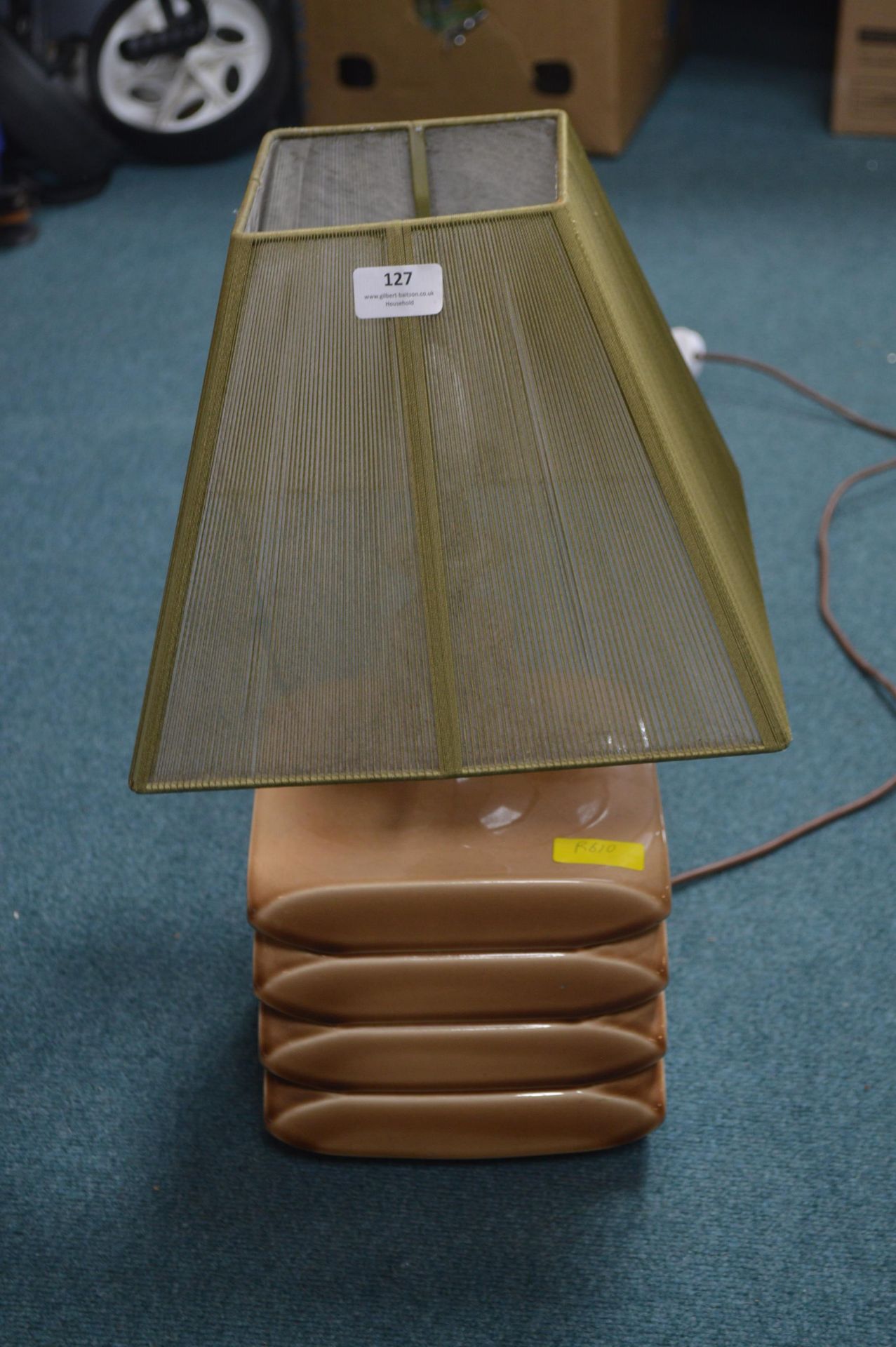 Pottery Table Lamp with Green Shade
