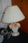 Pottery Table Lamp with Cream Shade