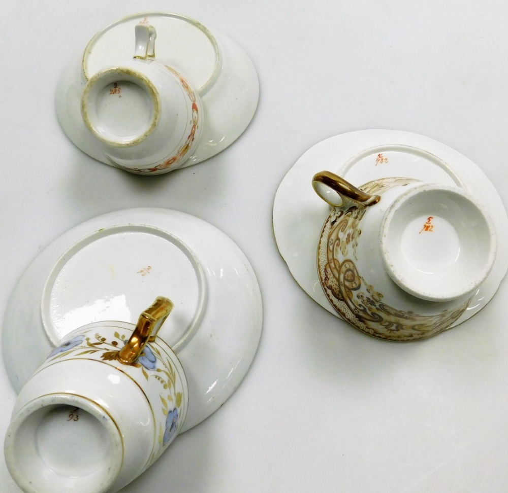 Four 19thC Ridgway porcelain coffee cups and saucers, variously decorated with flowers or vines, pat - Image 3 of 3