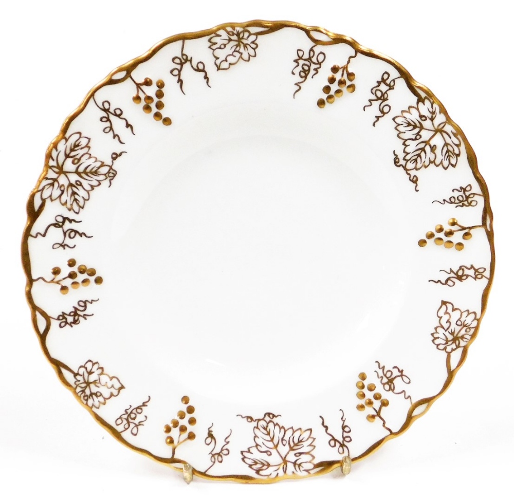 A Royal Crown Derby Vine pattern porcelain part tea service, comprising bread plate, cream jug, suga - Image 2 of 4