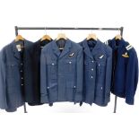 RAF Squadron Leader's uniforms, including a jacket and trousers, three further jackets, and a light