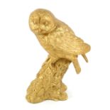 An Enesco studio gold figure of a Tawny Owl, A29320, 20cm high.