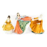 Three various Royal Doulton figures, Ann, HN3259, Coralie and Kirsty, printed marks beneath. (3)