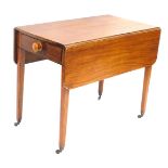 A Victorian mahogany Pembroke table, with single frieze drawer, raised on tapering square legs, bras