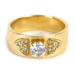 A diamond dress ring, with round brilliant cut diamond in four claw setting, approx 0.23cts, with th