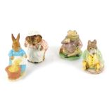 Three Beswick Beatrix potter figures, comprising Mrs Tiggy-Winkle of Cecily Parsley, gold back stamp