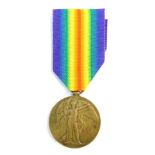 A Victory Medal awarded to 5/22108 Pte. John Curran, Royal Irish Rifles, later 18 London Regiment. N