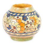 A Crown Ducal Charlotte Read vase, with orange, yellow and blue flower design, signed and numbered 1